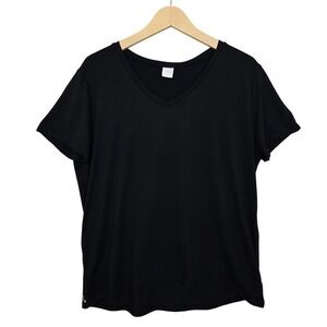 Lole Women's Black V-Neck Short Sleeve Activewear Tee Black XL